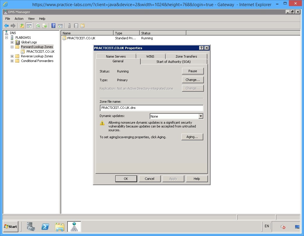 Practice Labs screenshot.
